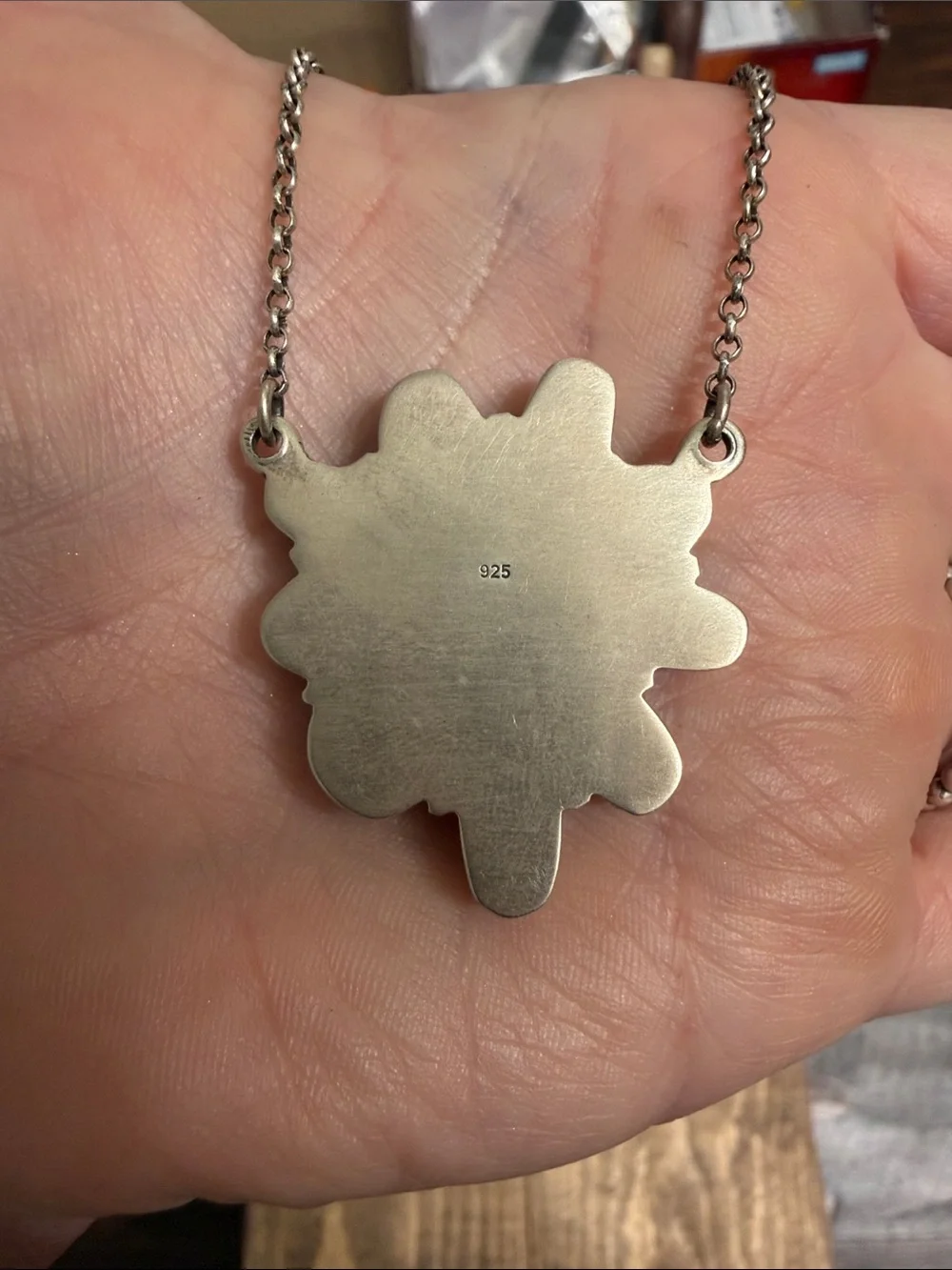 Sterling Silver Southwest Yellow Green Turquoise Stone Sunburst Pendant Necklace